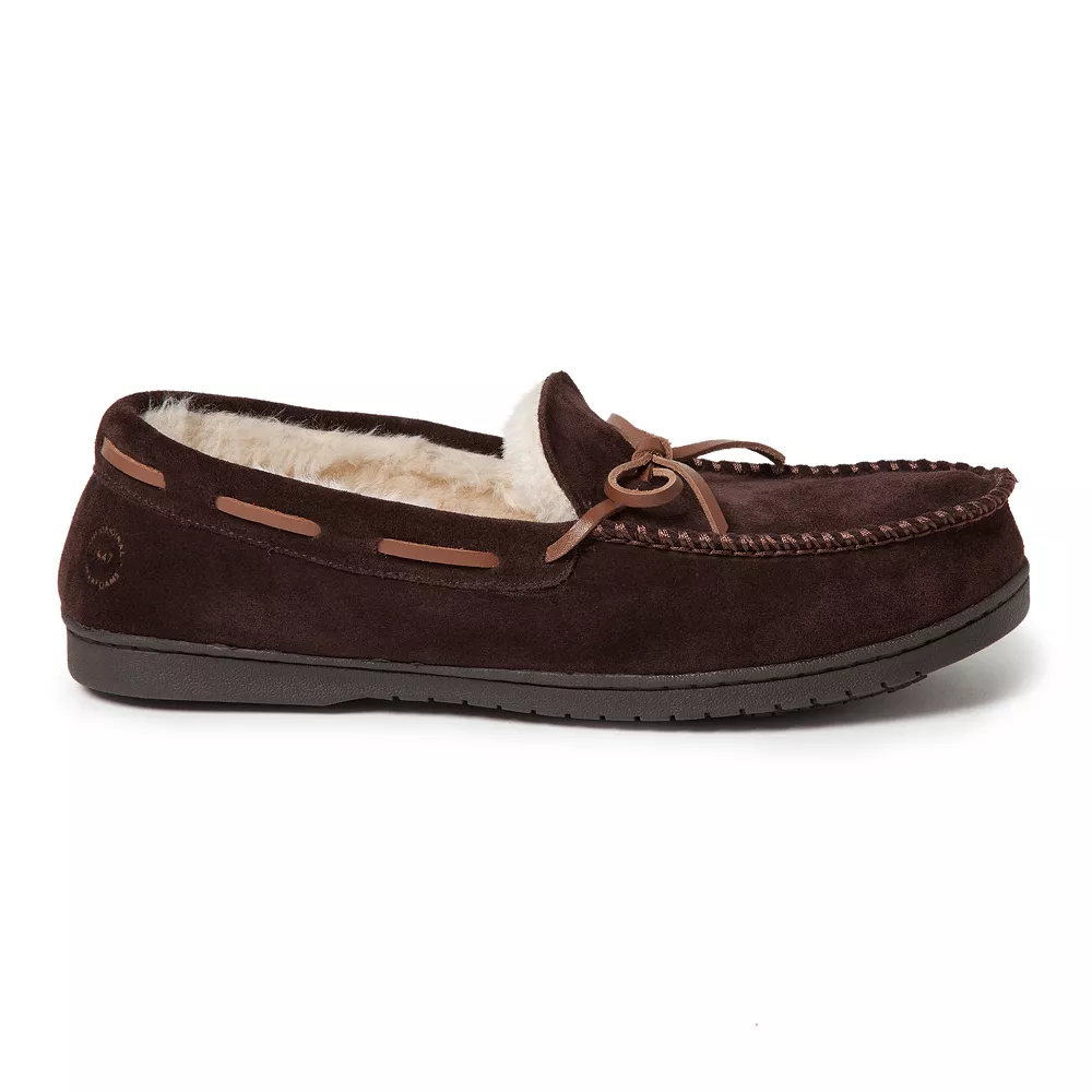Men's Dearfoams Genuine Suede Moccasin Slippers 4 Men's Dearfoams Genuine Suede Moccasin Slippers - Image 2