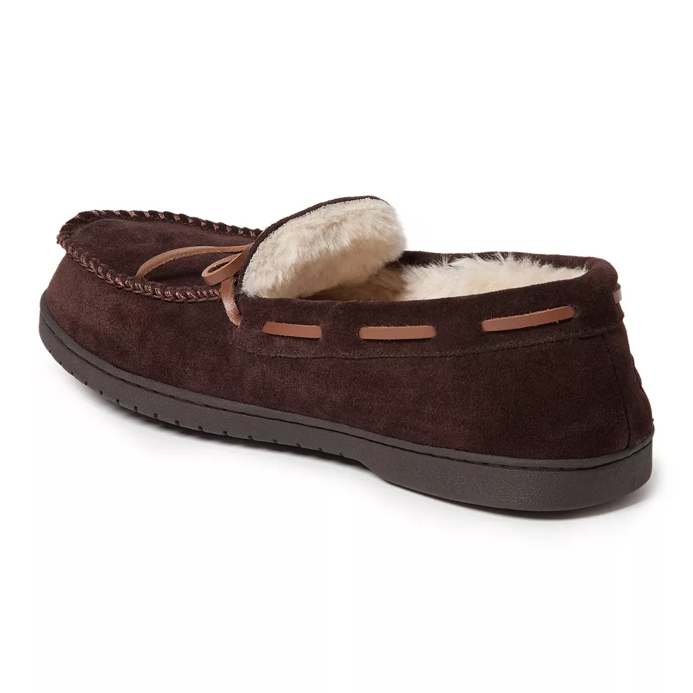 Men's Dearfoams Genuine Suede Moccasin Slippers 5 Men's Dearfoams Genuine Suede Moccasin Slippers - Image 3