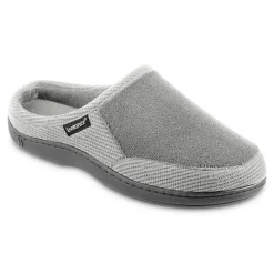 Men's Isotoner Microterry And Waffle Travis Hoodback Slippers