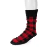 Men's MUK LUKS Patterned Slipper Socks -Dockers shop 5331618 Licorice Buffalo Check