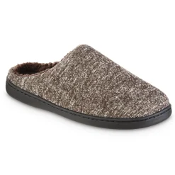 Isotoner Men's Heathered Knit Hoodback Slippers