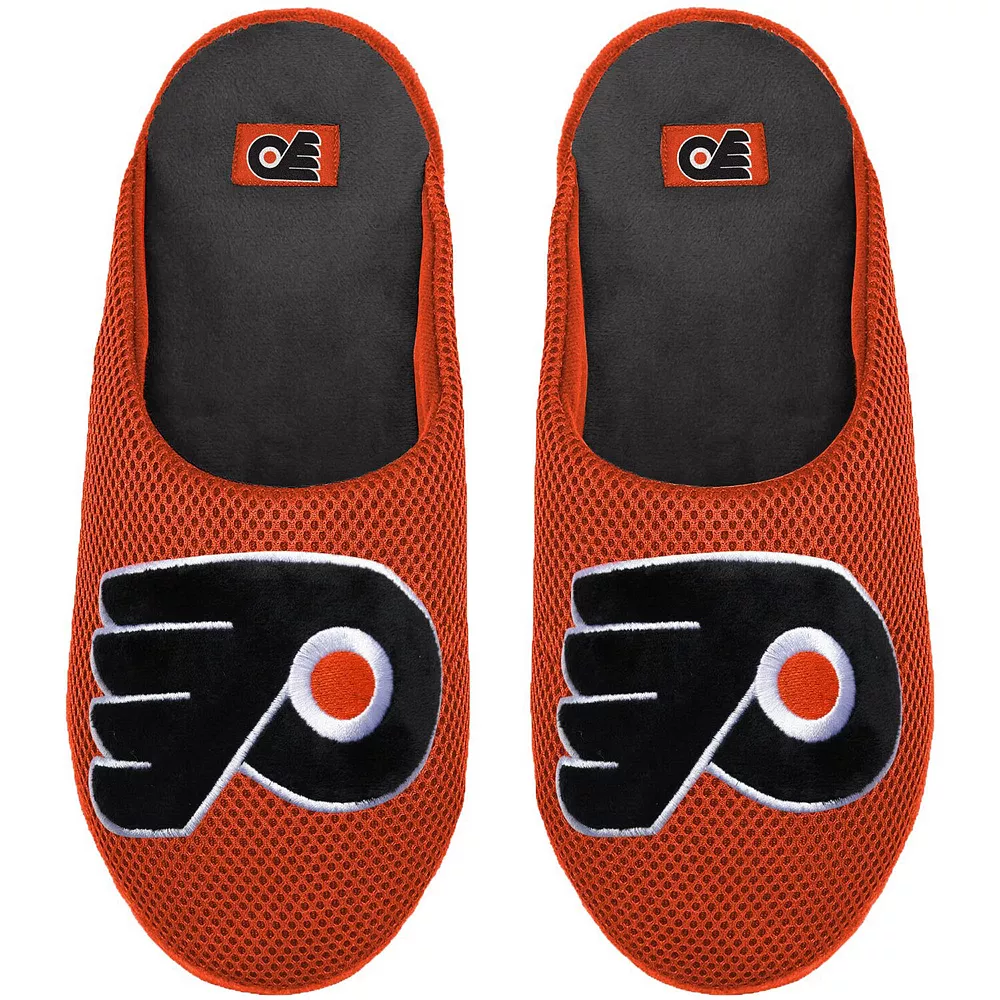 Men's FOCO Philadelphia Flyers Big Logo Colorblock Mesh Slippers 3 Men's FOCO Philadelphia Flyers Big Logo Colorblock Mesh Slippers