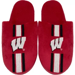 Men's FOCO Wisconsin Badgers Striped Team Slippers -Dockers shop 5418436 ALT