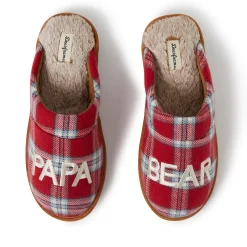 Men's Dearfoams Papa Bear Red Plaid Scuff Slippers