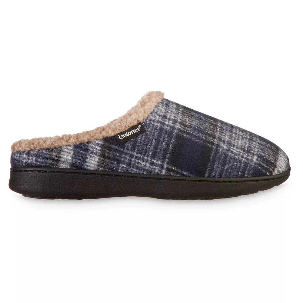 Men's Isotoner Advanced Memory Foam Plaid Berkley Hoodback ECO Comfort Slippers 4 Men's Isotoner Advanced Memory Foam Plaid Berkley Hoodback ECO Comfort Slippers - Image 2