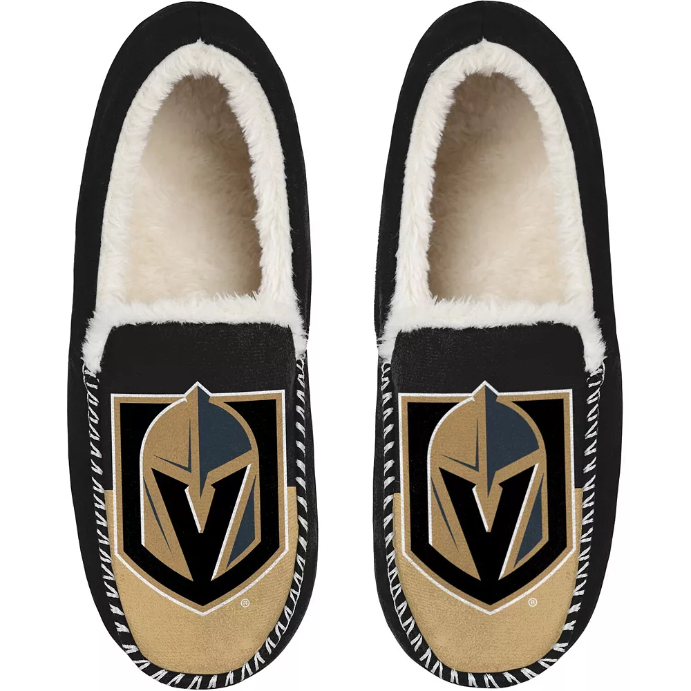 Men's FOCO Vegas Golden Knights Colorblock Moccasin Slippers 4 Men's FOCO Vegas Golden Knights Colorblock Moccasin Slippers - Image 2