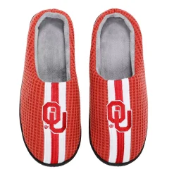 Men's FOCO Crimson Oklahoma Sooners Team Stripe Memory Foam Slide Slippers -Dockers shop 6040379 ALT