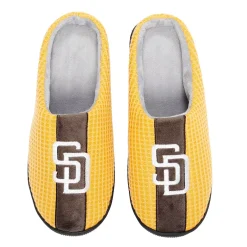 Men's FOCO Gold San Diego Padres Team Stripe Memory Foam Slide Slippers -Dockers shop 6064271 ALT
