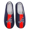 Men's FOCO Navy Atlanta Braves Team Stripe Memory Foam Slide Slippers -Dockers shop 6083396