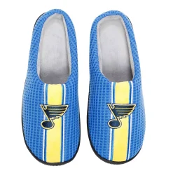 Men's FOCO Blue St. Louis Blues Team Stripe Memory Foam Slide Slippers -Dockers shop 6084074 ALT