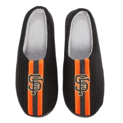 Men's FOCO Black San Francisco Giants Team Stripe Memory Foam Slide Slippers -Dockers shop 6113207 ALT