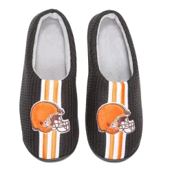 Men's FOCO Black Cleveland Browns Team Stripe Memory Foam Slide Slippers -Dockers shop 6114134 ALT