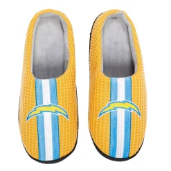 Men's FOCO Gold Los Angeles Chargers Team Stripe Memory Foam Slide Slippers -Dockers shop 6134570 ALT