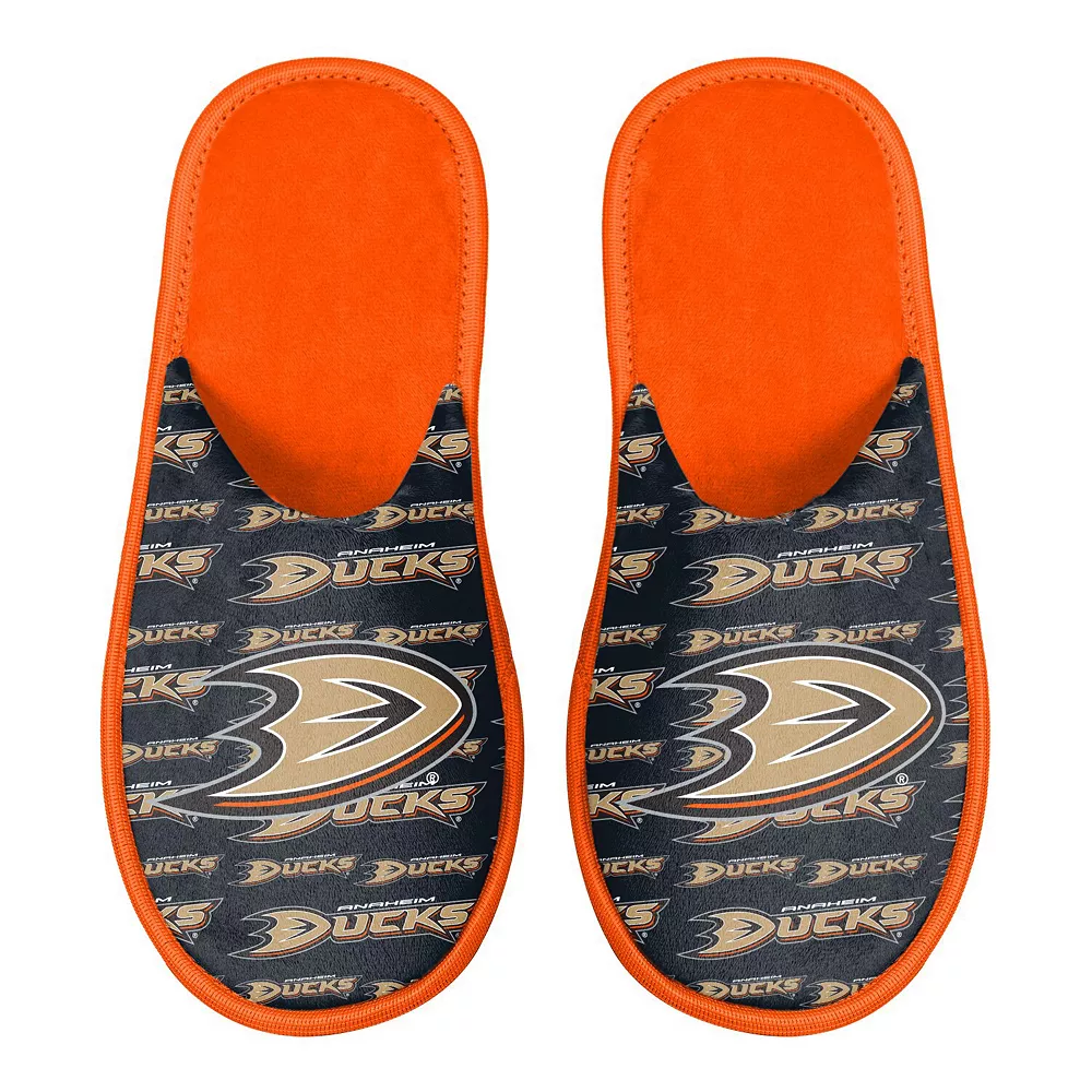 Men's FOCO Anaheim Ducks Scuff Logo Slide Slippers 3 Men's FOCO Anaheim Ducks Scuff Logo Slide Slippers