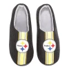 Men's FOCO Black Pittsburgh Steelers Team Stripe Memory Foam Slide Slippers -Dockers shop 6158790