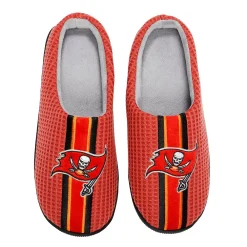 Men's FOCO Red Tampa Bay Buccaneers Team Stripe Memory Foam Slide Slippers -Dockers shop 6158874 ALT