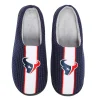 Men's FOCO Navy Houston Texans Team Stripe Memory Foam Slide Slippers -Dockers shop 6159055