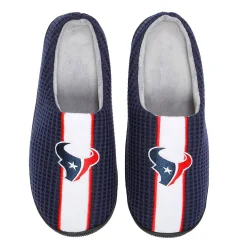 Men's FOCO Navy Houston Texans Team Stripe Memory Foam Slide Slippers -Dockers shop 6159055 ALT