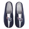 Men's FOCO Navy Tennessee Titans Team Stripe Memory Foam Slide Slippers -Dockers shop 6159084