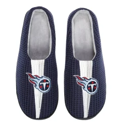 Men's FOCO Navy Tennessee Titans Team Stripe Memory Foam Slide Slippers -Dockers shop 6159084 ALT