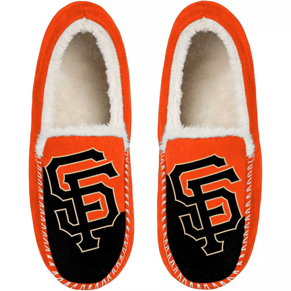 Men's FOCO San Francisco Giants Colorblock Moccasin Slippers 3 Men's FOCO San Francisco Giants Colorblock Moccasin Slippers