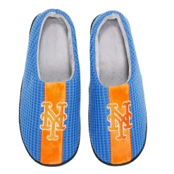 Men's FOCO Royal New York Mets Team Stripe Memory Foam Slide Slippers -Dockers shop 6163604 ALT
