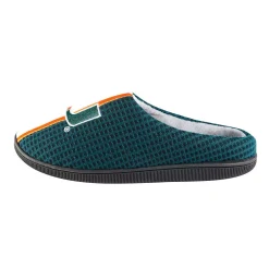 Men's FOCO Green Miami Hurricanes Team Stripe Memory Foam Slide Slippers -Dockers shop 6163695 ALT2